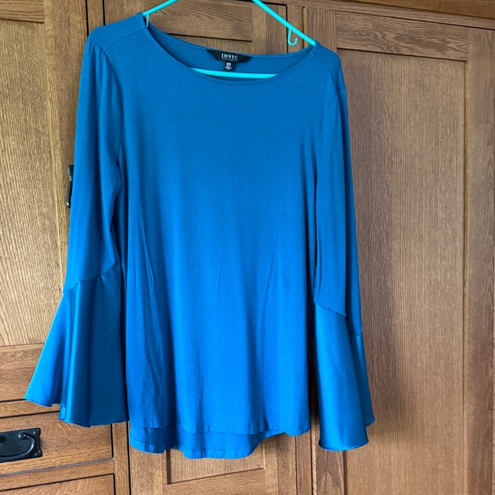 Vibrant Blue Blouse with Flared Sleeves